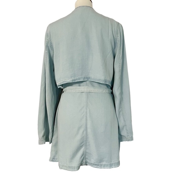Soft Surroundings Open Front Chambray Jacket Blue Asymmetric Draped - Picture 5 of 12
